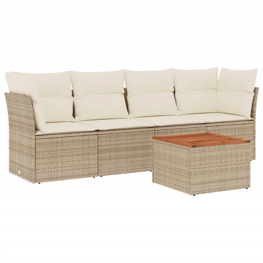 Soffgrupp För Trädgården Med Dynor 5 Delar Beige Konstrotting