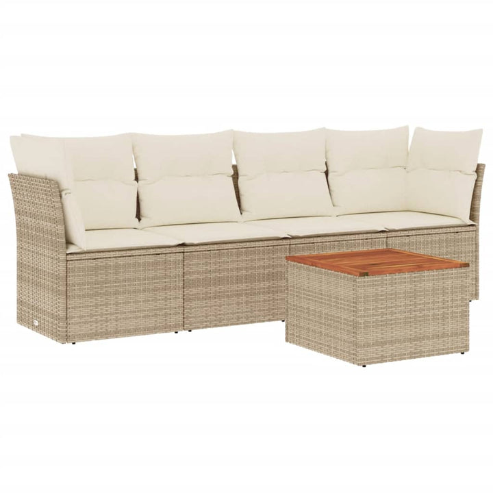 Soffgrupp För Trädgården Med Dynor 5 Delar Beige Konstrotting