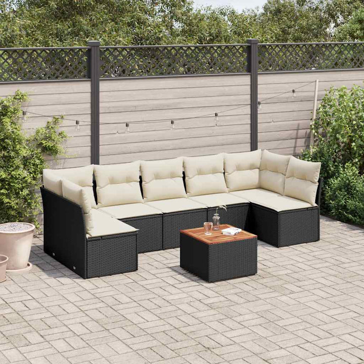 Matgrupp För Trädgården Med Dynor 8 Delar Beige Konstrotting