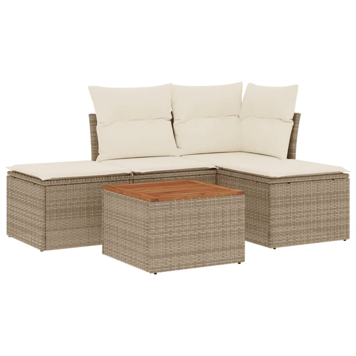 Soffgrupp För Trädgården Med Dynor 5 Delar Beige Konstrotting