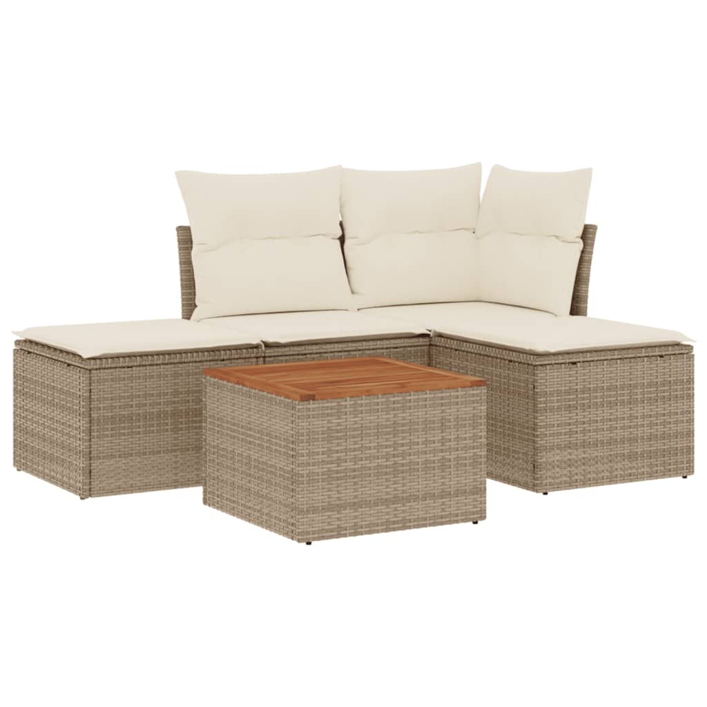 Soffgrupp För Trädgården Med Dynor 5 Delar Beige Konstrotting