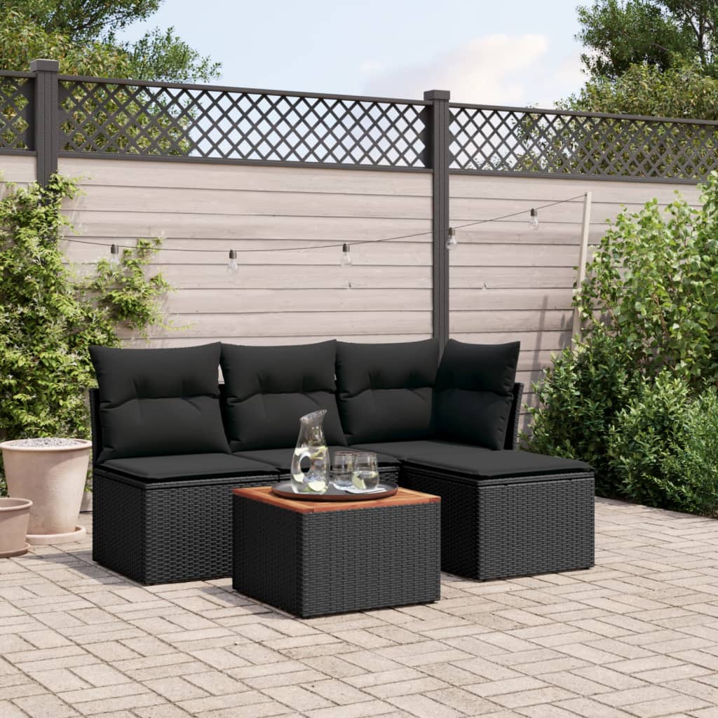 Soffgrupp För Trädgården Med Dynor 5 Delar Beige Konstrotting