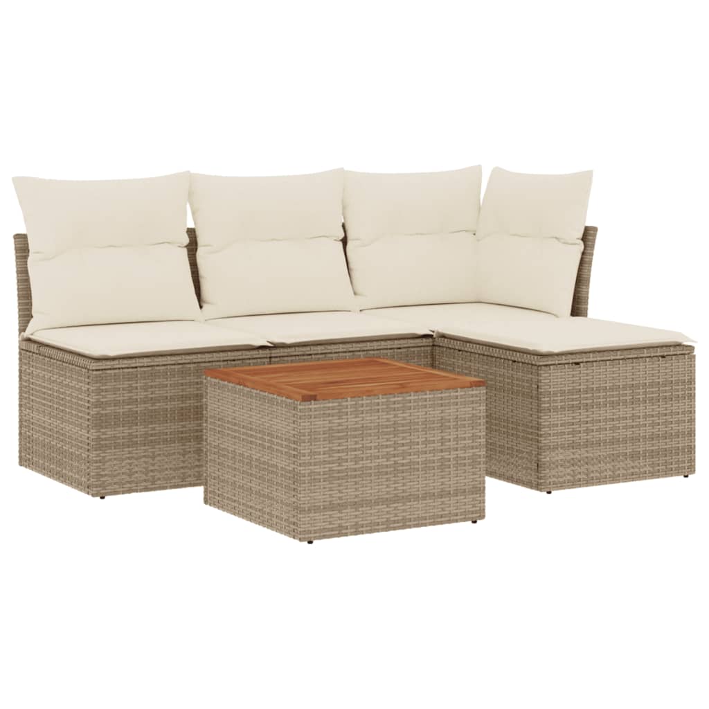 Soffgrupp För Trädgården Med Dynor 5 Delar Beige Konstrotting