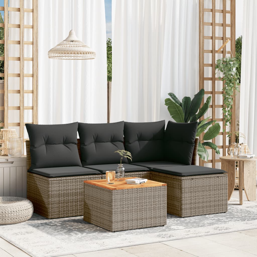Soffgrupp För Trädgården Med Dynor 5 Delar Beige Konstrotting