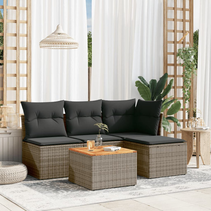 Soffgrupp För Trädgården Med Dynor 5 Delar Beige Konstrotting