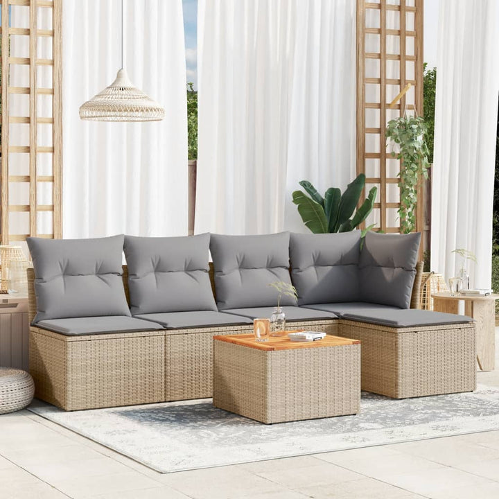 Soffgrupp För Trädgård Med Dynor 6 Delar Mixbeige Konstrotting