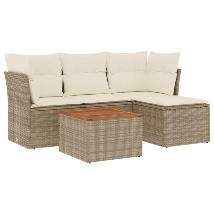 Soffgrupp För Trädgården Med Dynor 5 Delar Beige Konstrotting