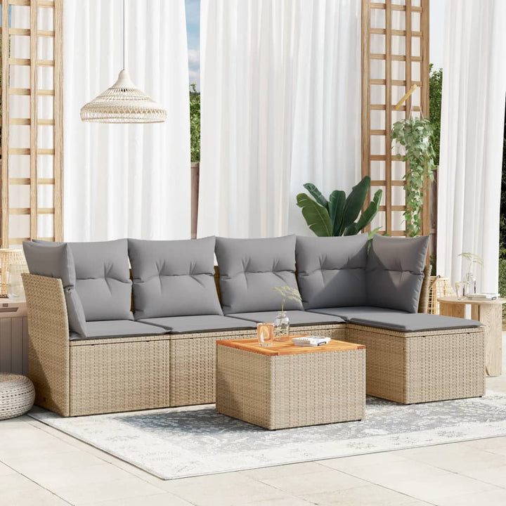 Soffgrupp För Trädgården Med Dynor 6 Delar Beige Konstrotting