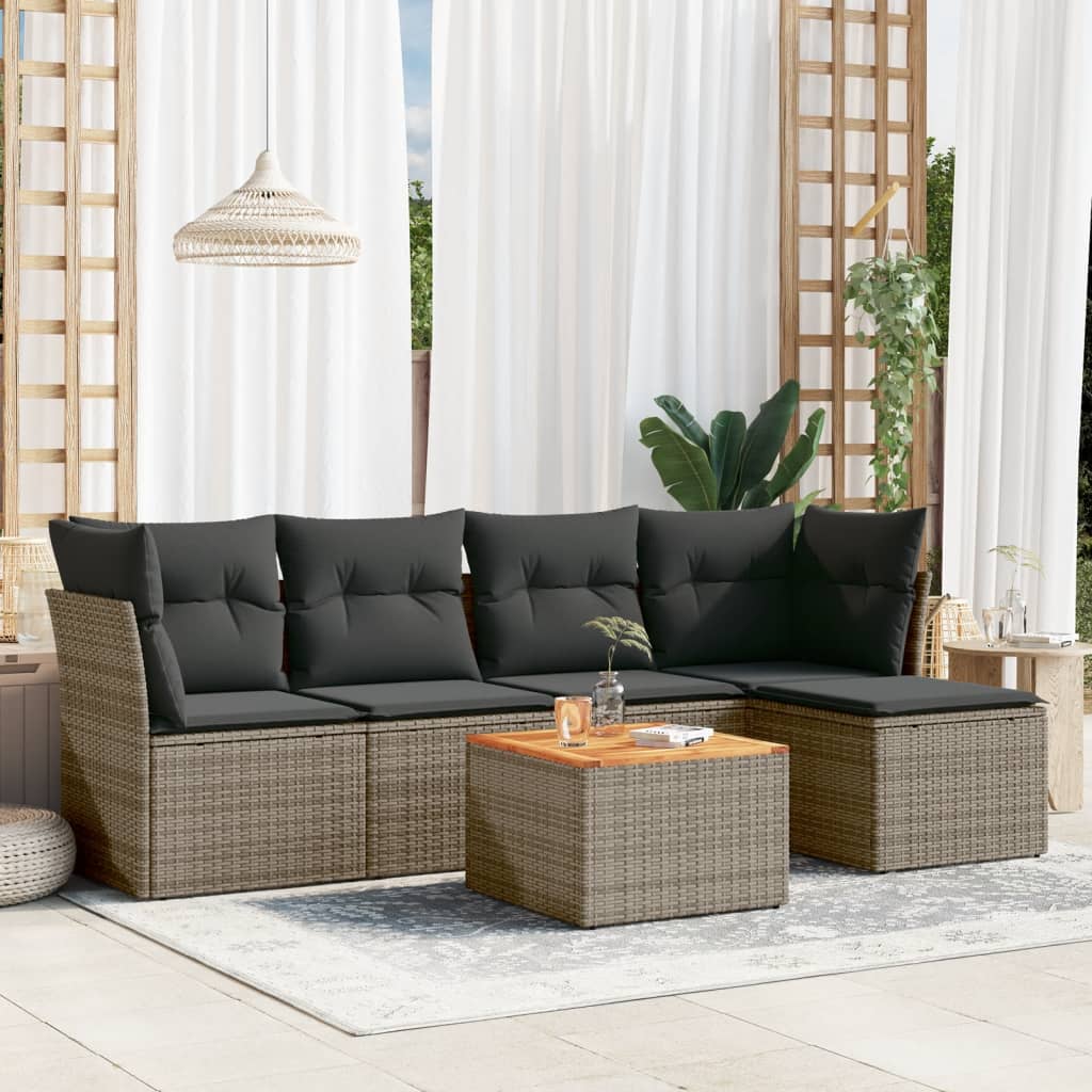 Soffgrupp För Trädgården Med Dynor 6 Delar Beige Konstrotting