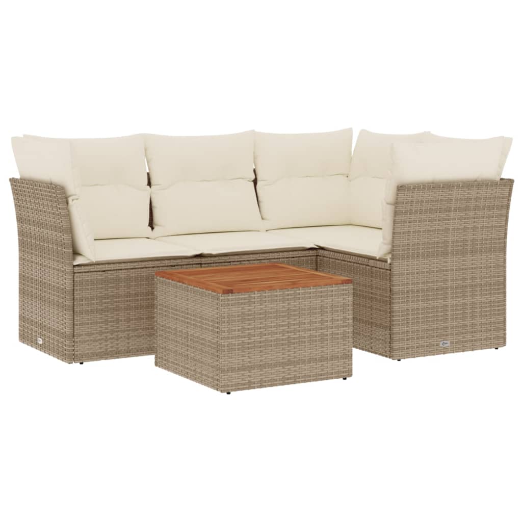 Soffgrupp För Trädgården Med Dynor 5 Delar Beige Konstrotting
