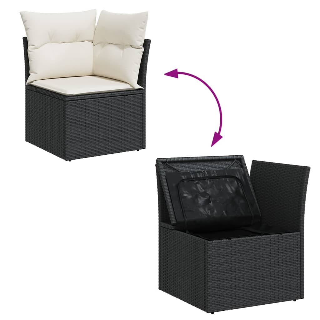Loungegrupp Med Dynor 6 Delar Svart Konstrotting