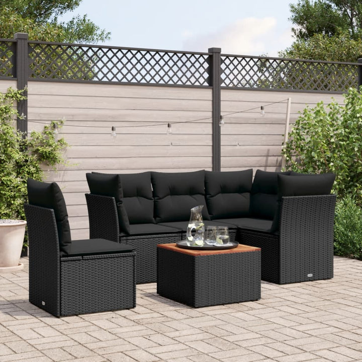 Loungegrupp Med Dynor 6 Delar Svart Konstrotting