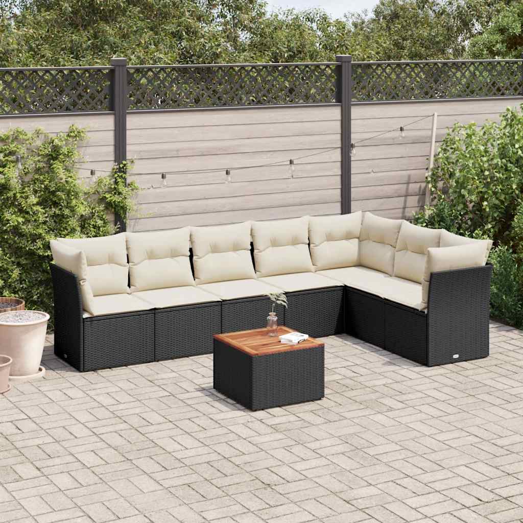 Matgrupp För Trädgården Med Dynor 8 Delar Beige Konstrotting