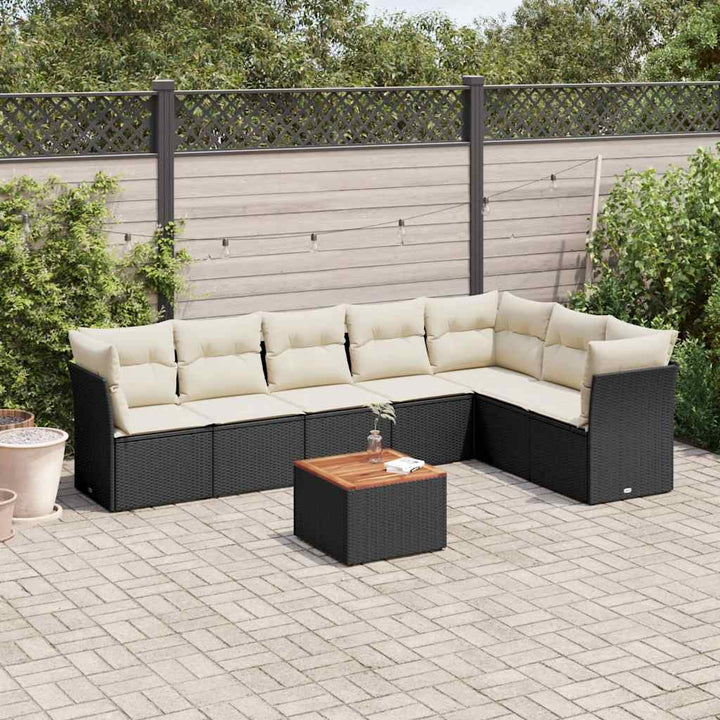 Matgrupp För Trädgården Med Dynor 8 Delar Beige Konstrotting