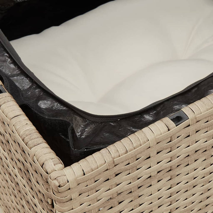 Matgrupp För Trädgården Med Dynor 8 Delar Beige Konstrotting