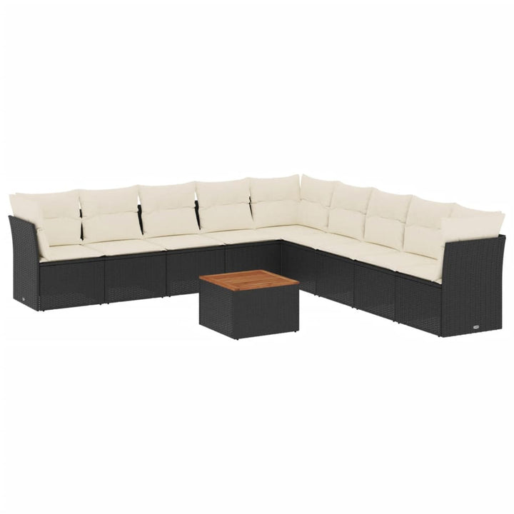 Loungegrupp 10 Delar Med Svarta Dynor Konstrotting