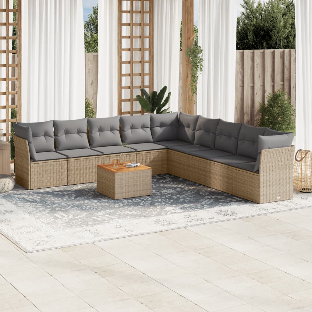 Loungegrupp 10 Delar Med Svarta Dynor Konstrotting