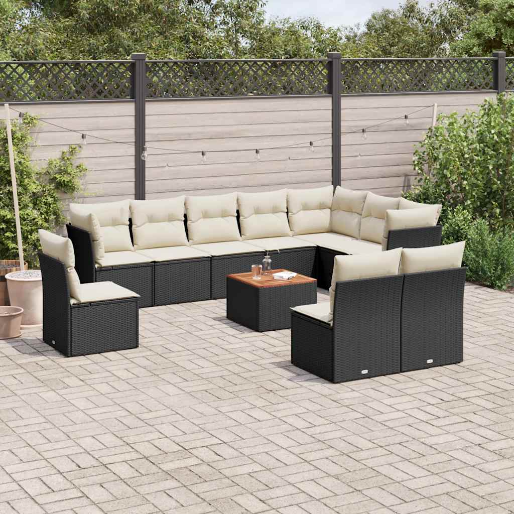 Loungegrupp För Trädgården M. Dynor 11 Delar Beige Konstrotting