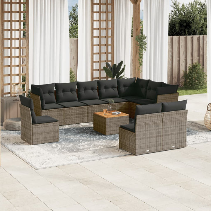 Loungegrupp För Trädgården M. Dynor 11 Delar Beige Konstrotting