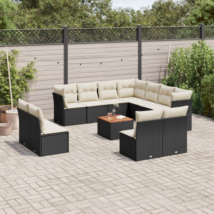 Loungegrupp Med Dynor 12 Delar Svart Konstrotting