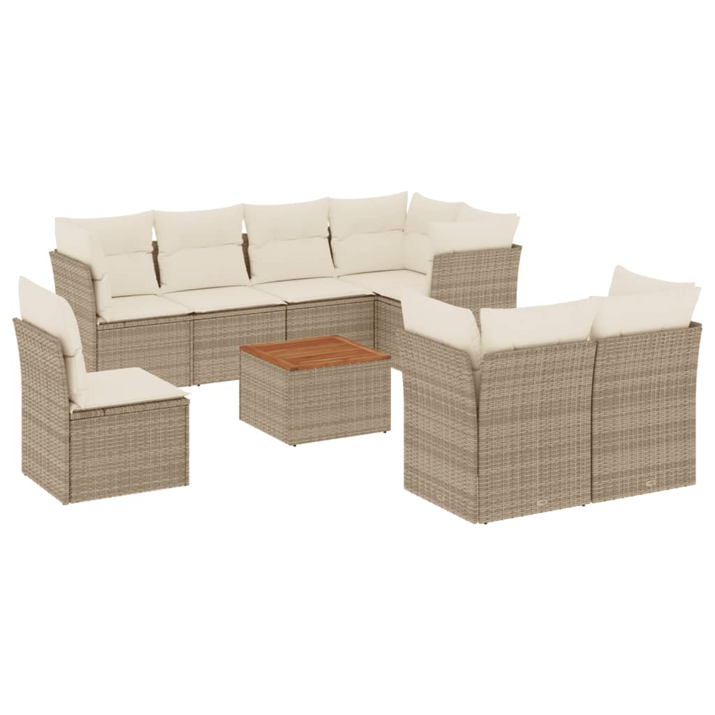 Soffgrupp För Trädgården Med Dynor 9 Delar Beige Konstrotting