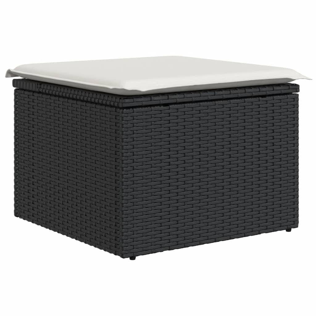 Loungegrupp För Trädgården Med Dynor 8 Delar Svart Konstrotting