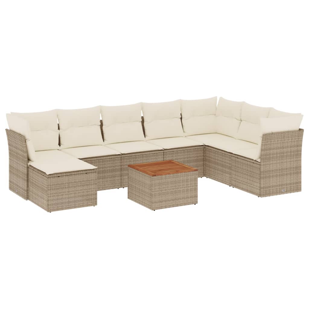 Soffgrupp För Trädgården Med Dynor 9 Delar Beige Konstrotting