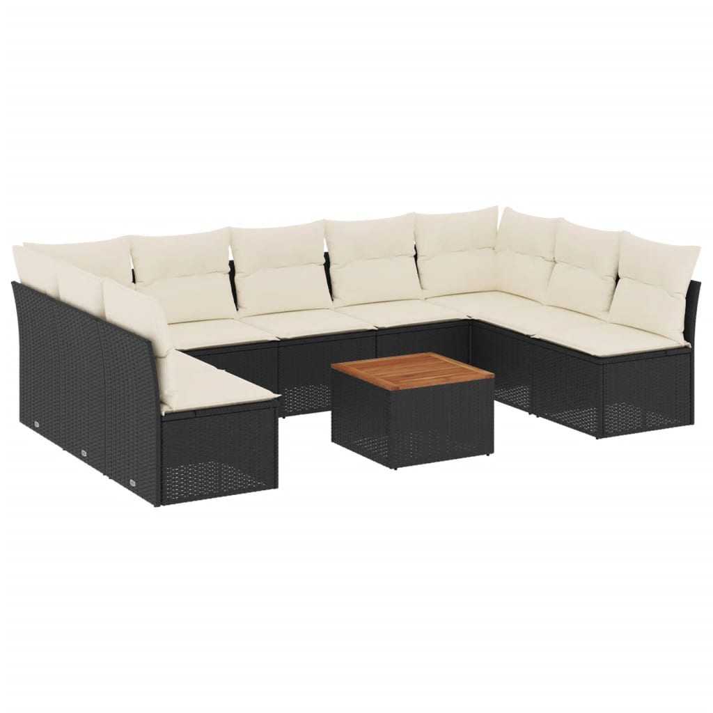 Loungegrupp 10 Delar Med Svarta Dynor Konstrotting