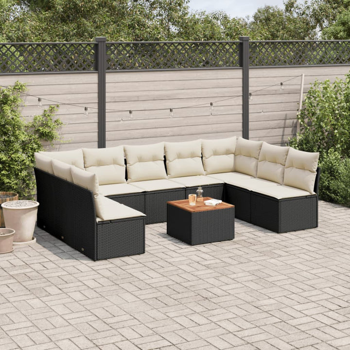 Loungegrupp 10 Delar Med Svarta Dynor Konstrotting
