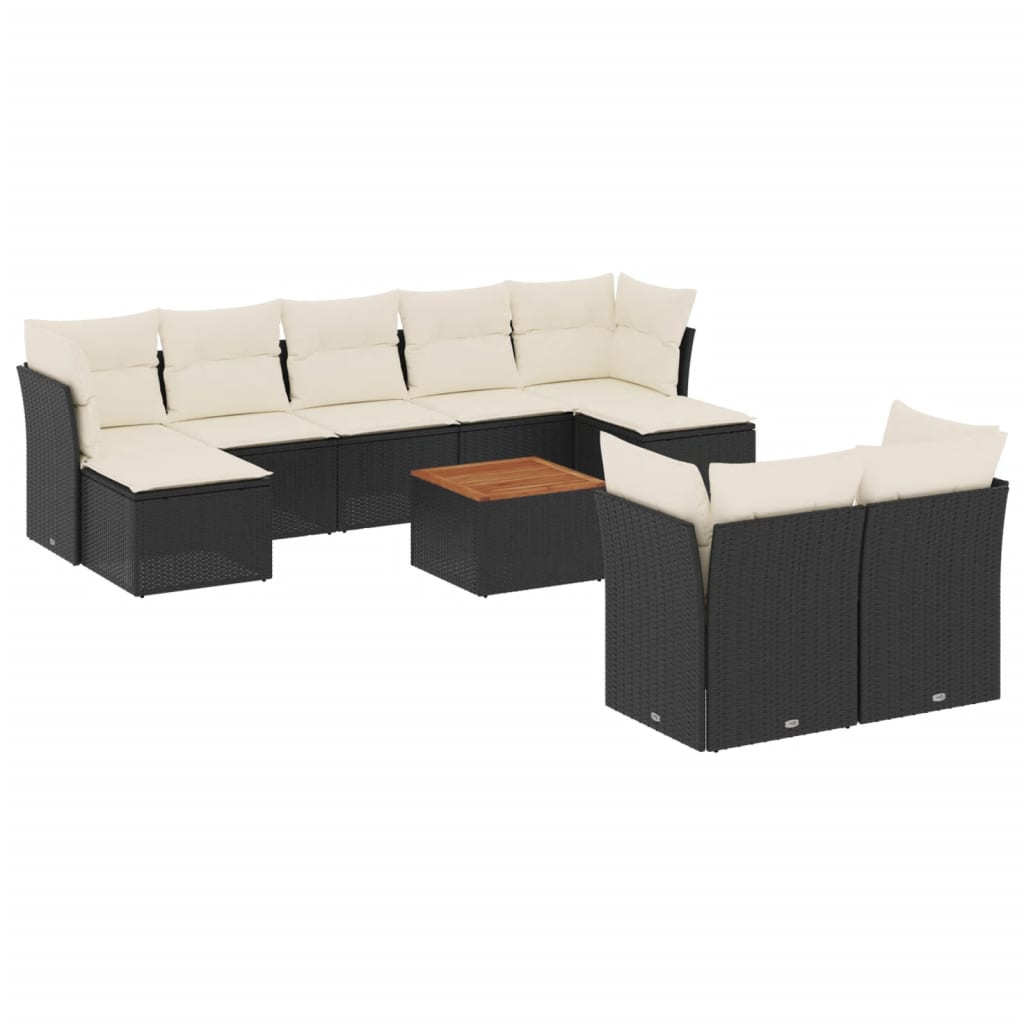 Loungegrupp 10 Delar Med Svarta Dynor Konstrotting