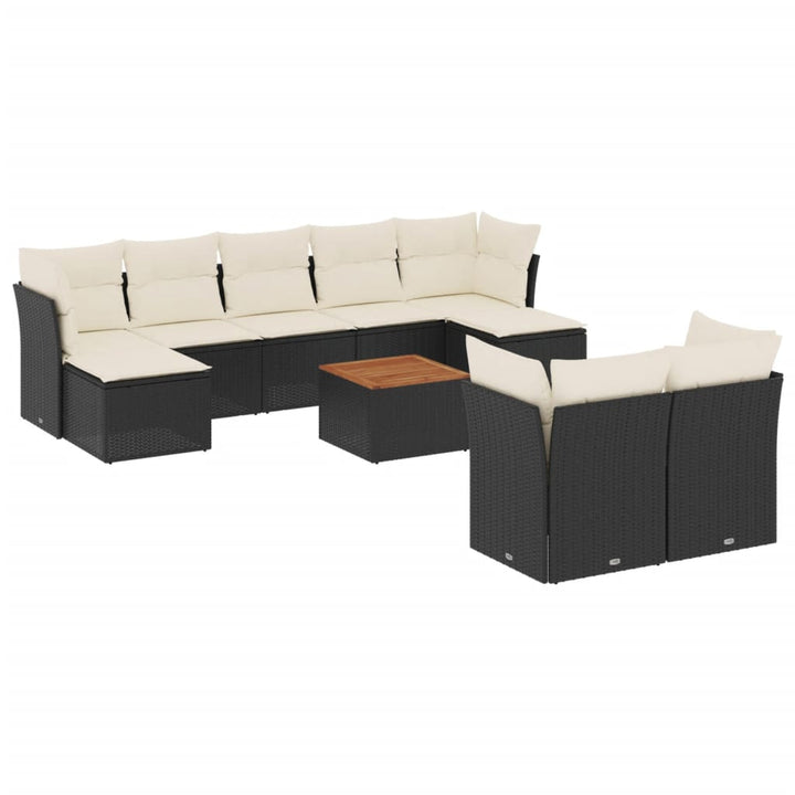 Loungegrupp 10 Delar Med Svarta Dynor Konstrotting