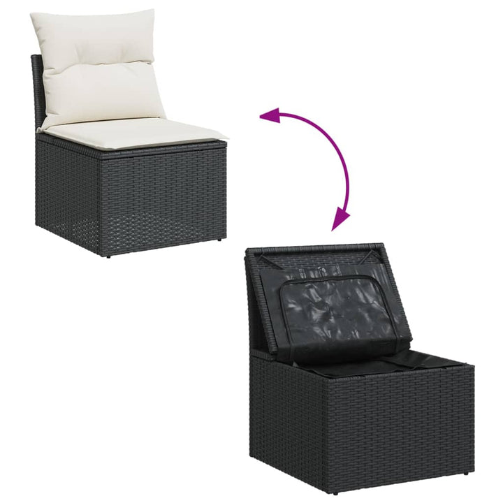 Loungegrupp 10 Delar Med Svarta Dynor Konstrotting