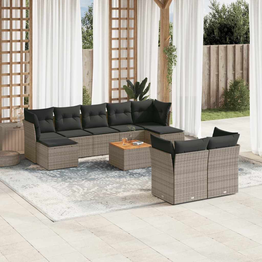 Loungegrupp 10 Delar Med Svarta Dynor Konstrotting