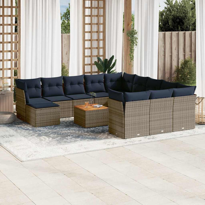 13 Delar Trädgårdssoffgrupp Med Dynor Polyrotting
