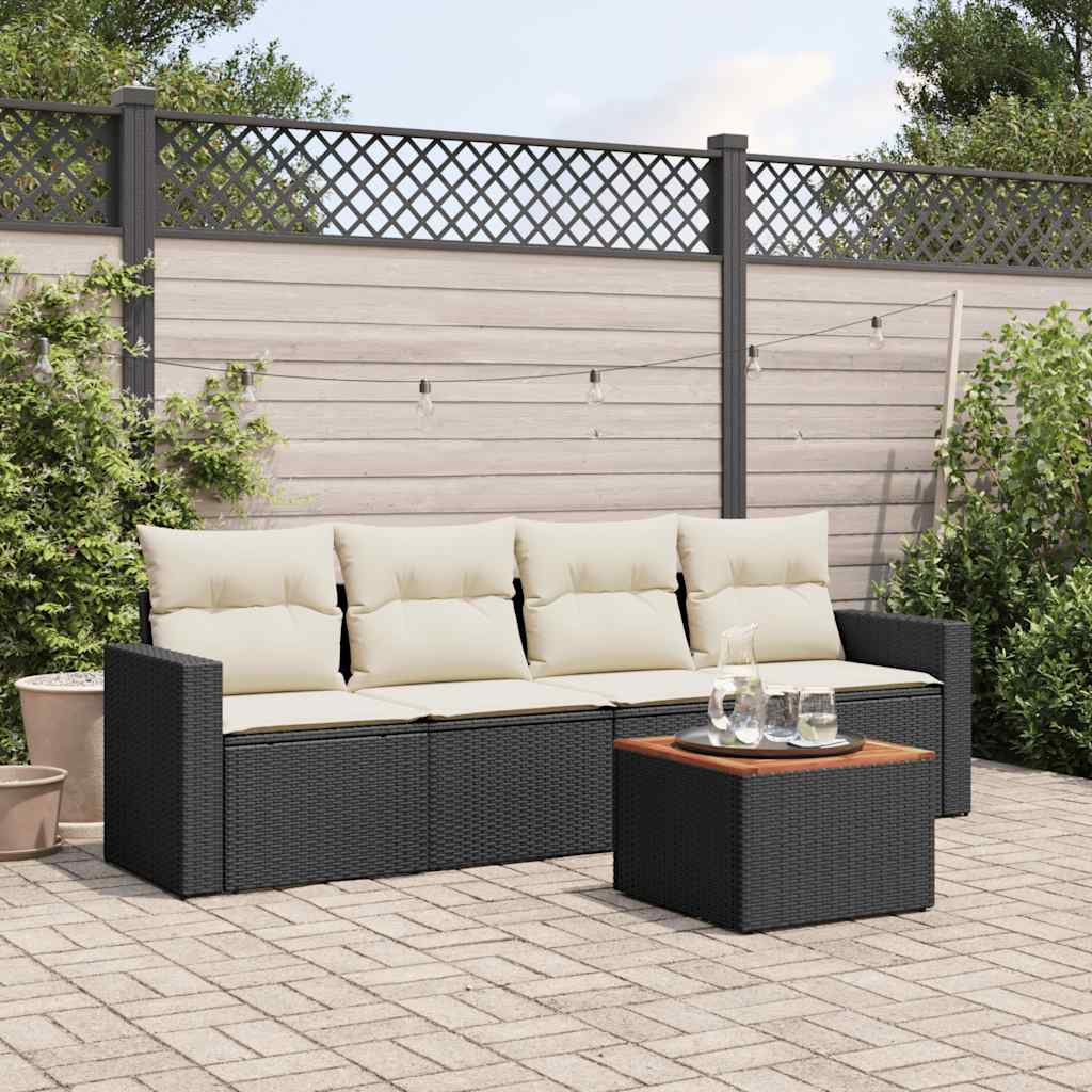 Soffgrupp För Trädgården Med Dynor 5 Delar Beige Konstrotting