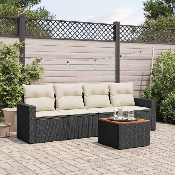 Soffgrupp För Trädgården Med Dynor 5 Delar Beige Konstrotting