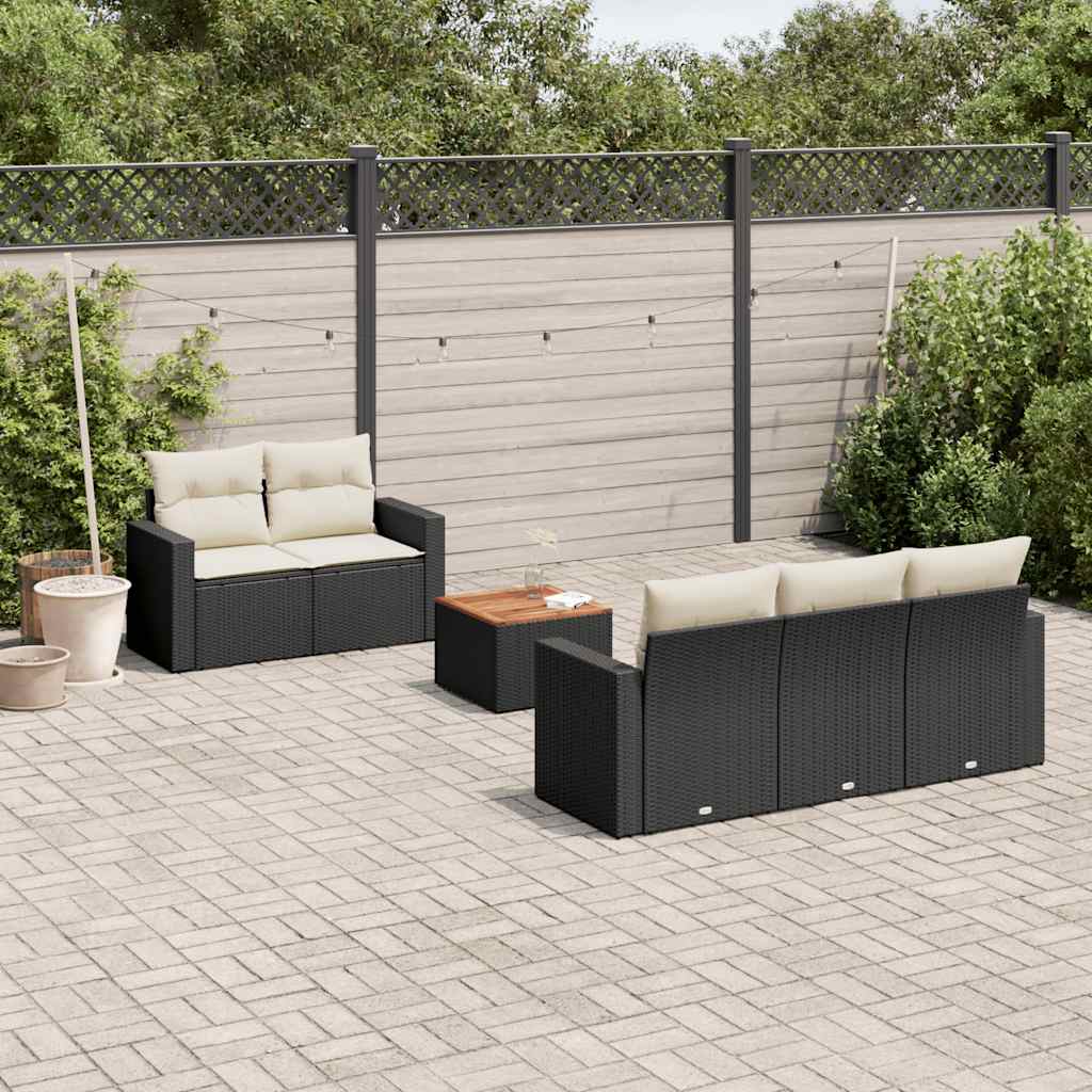 Soffgrupp För Trädgården Med Dynor 6 Delar Beige Konstrotting