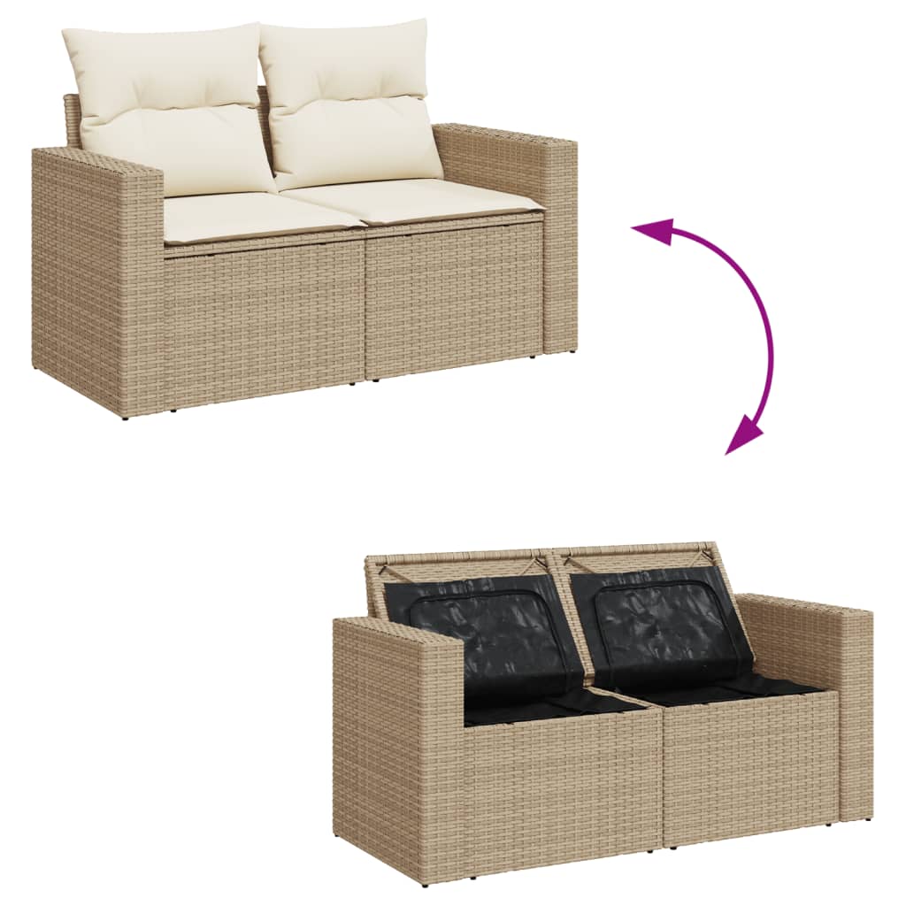 Soffgrupp För Trädgården Med Dynor 6 Delar Beige Konstrotting