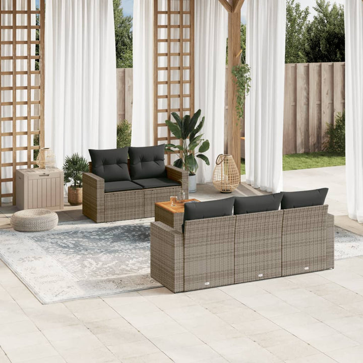 Soffgrupp För Trädgården Med Dynor 6 Delar Beige Konstrotting