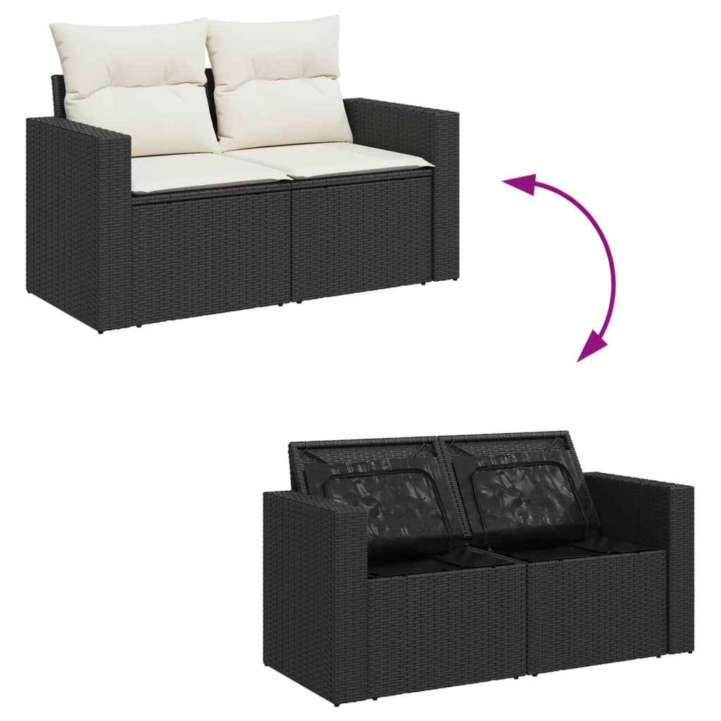 Loungegrupp Med Dynor 6 Delar Svart Konstrotting