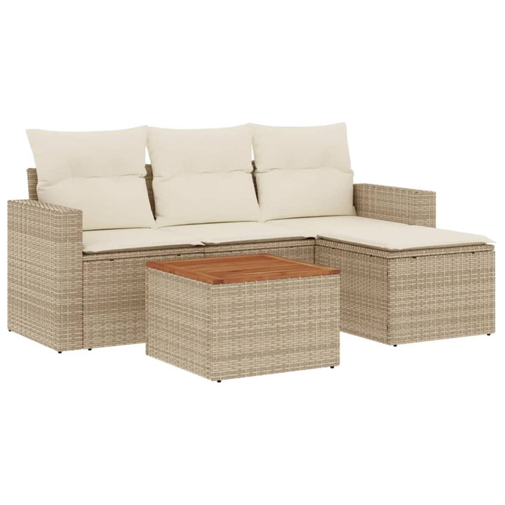 Soffgrupp För Trädgården Med Dynor 5 Delar Beige Konstrotting