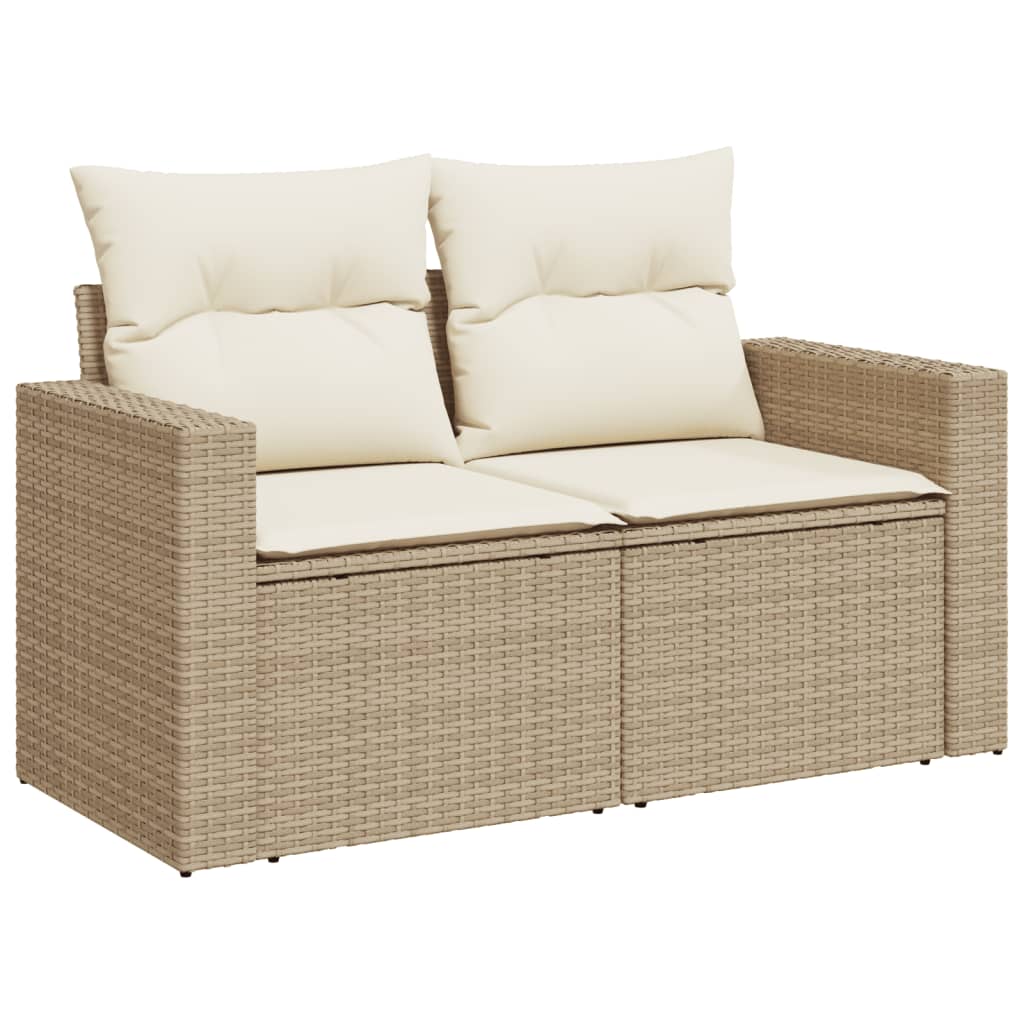 Loungegrupp För Trädgården M. Dynor 11 Delar Beige Konstrotting
