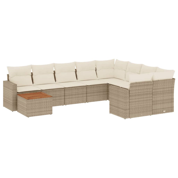 Soffgrupp För Trädgård Med Dynor 10 Delar Beige Konstrotting