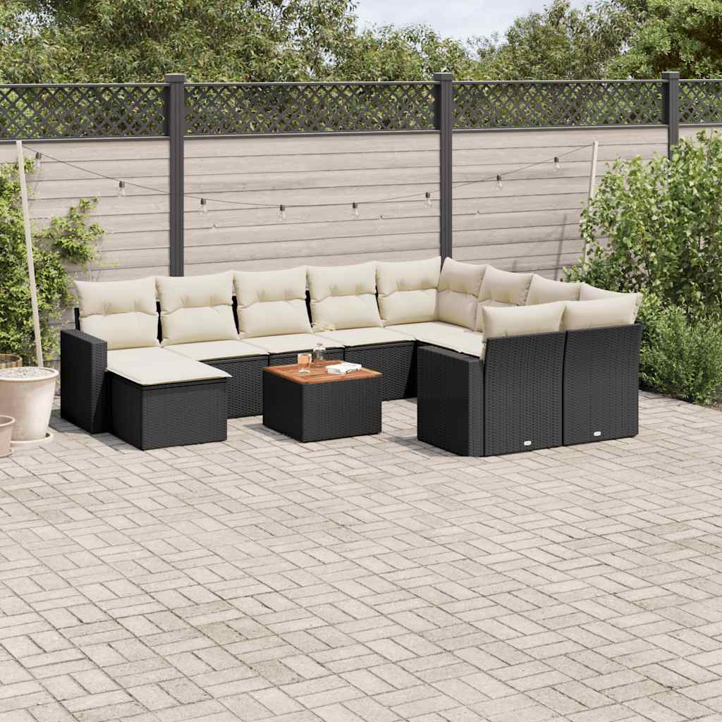 Loungegrupp För Trädgården M. Dynor 11 Delar Beige Konstrotting