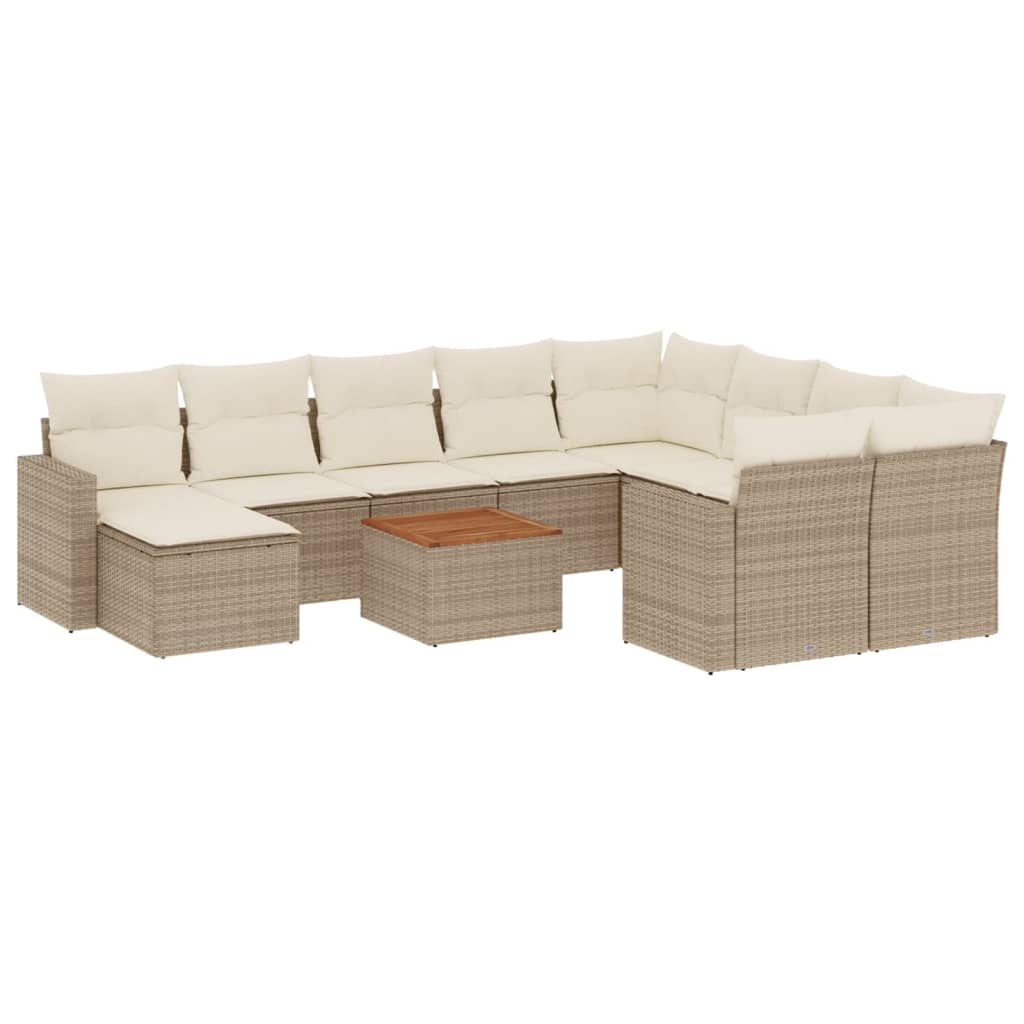 Loungegrupp För Trädgården M. Dynor 11 Delar Beige Konstrotting