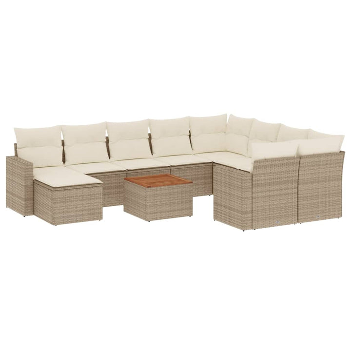 Loungegrupp För Trädgården M. Dynor 11 Delar Beige Konstrotting