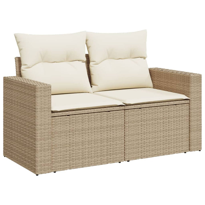 Loungegrupp För Trädgården M. Dynor 11 Delar Beige Konstrotting