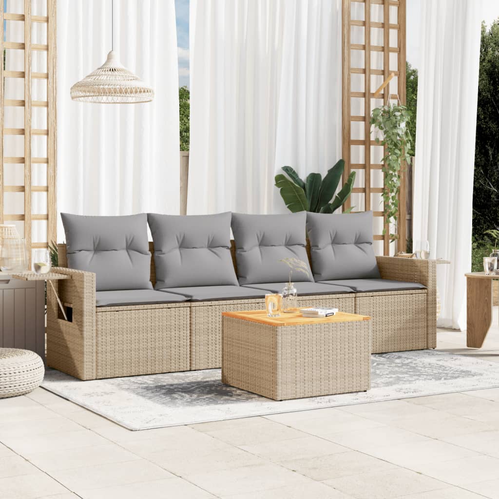 Loungegrupp För Trädgården Med Dynor 5 Delar Konstrotting