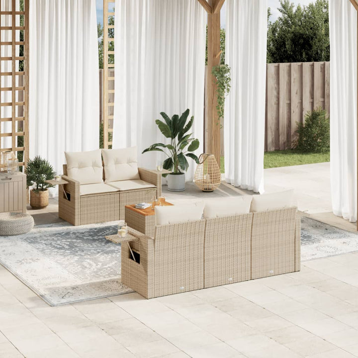Loungegrupp För Trädgården Med Dynor 6 Delar Konstrotting