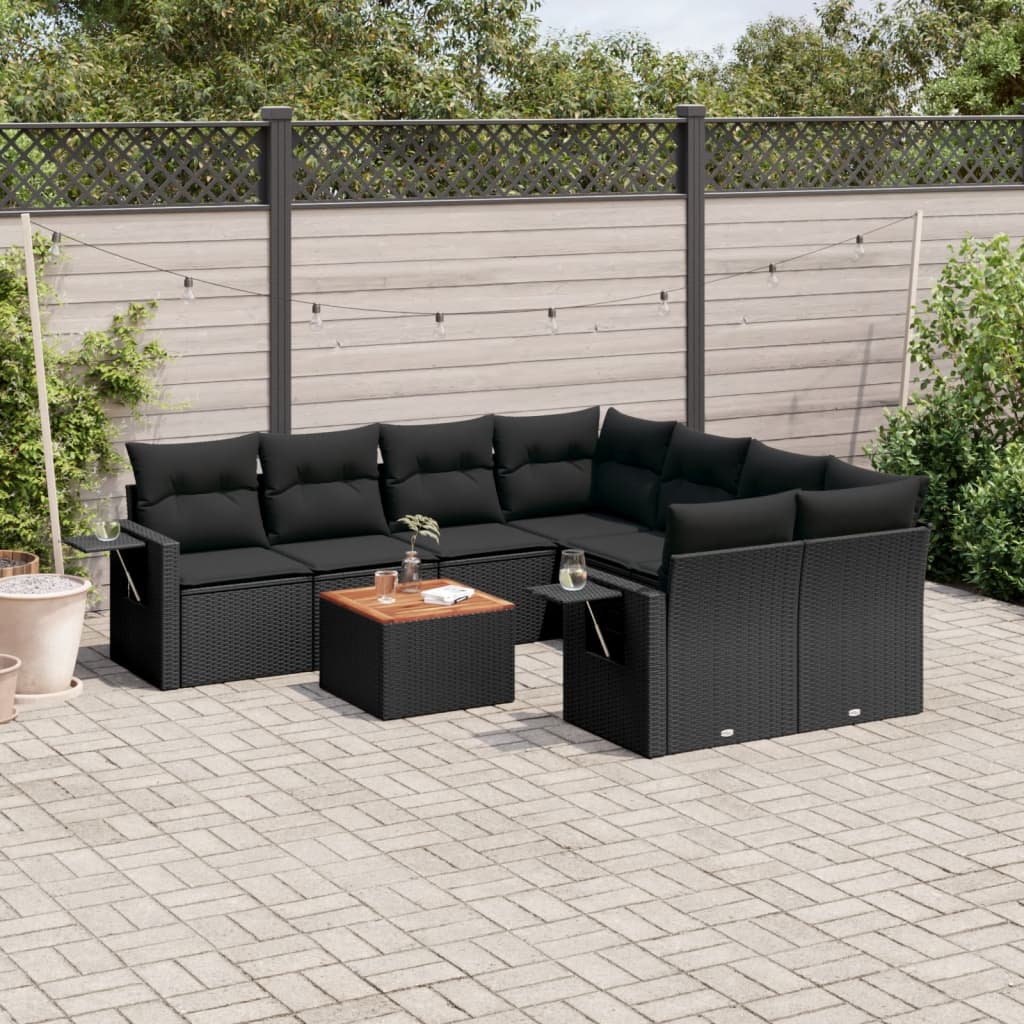 Soffgrupp För Trädgården Med Dynor 9 Delar Beige Konstrotting